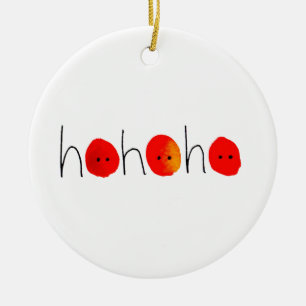 Red & Black Ho Ho Ho Hand-painted Christmas Ceramic Tree Decoration