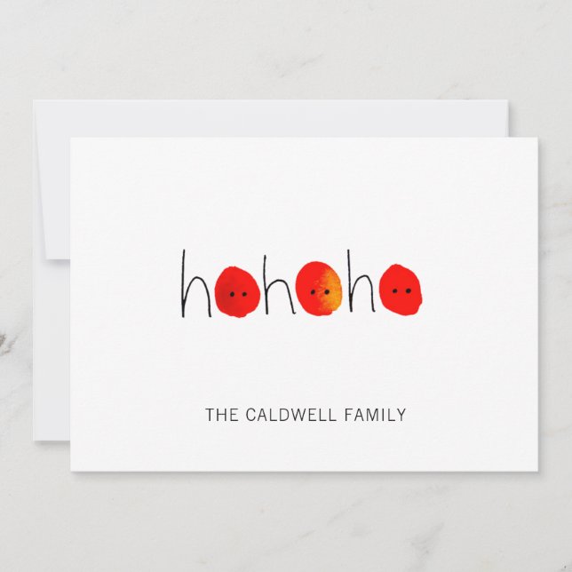 Red & Black Ho Ho Ho Hand-painted Christmas Holiday Card (Front)