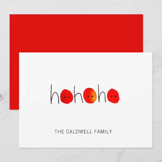 Red & Black Ho Ho Ho Nose Christmas Holiday Card (Front/Back)