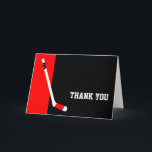 Red Black Hockey Thank You<br><div class="desc">Modern red and black hockey thank you card.</div>