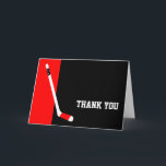 Red Black Hockey Thank You<br><div class="desc">Modern red and black hockey thank you card.</div>