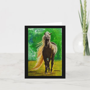 Red Black Horses Horseback Riding Horse Lovers Flo Card