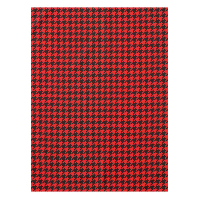 Red Black Houndstooth Check Tablecloth (Front)
