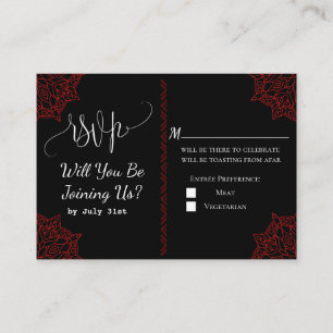 red black Indian Wedding RSVP Card