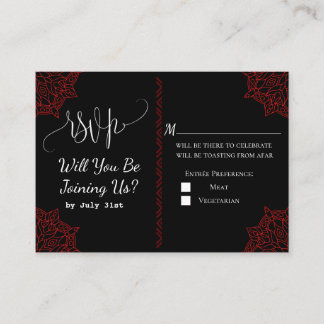 red black Indian Wedding RSVP Card