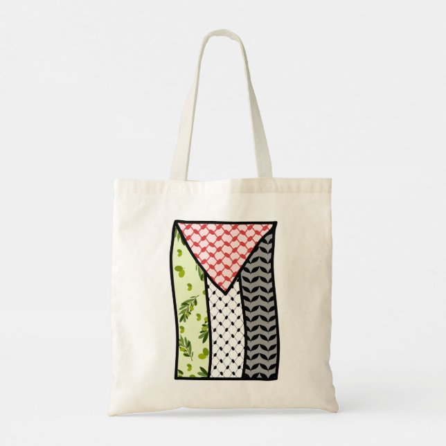 Red & Black Keffiyeh Palestine Flag Heritage Tote Bag (Back)
