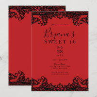 Red & Black Lace Masquerade Sweet 16 