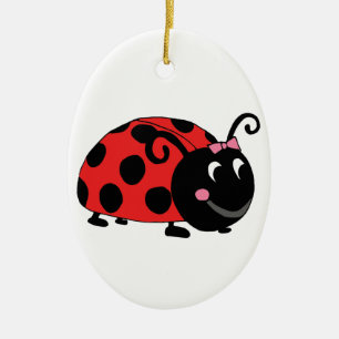 Red Black Ladybug Ceramic Tree Decoration