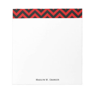 Red, Black Large Chevron ZigZag Pattern Notepad