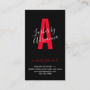 Red Black Lash Extension Aftercare Business Card