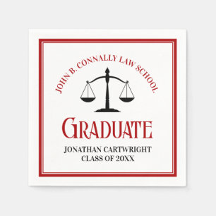 Red Black Law School Custom Graduation Party Napkin