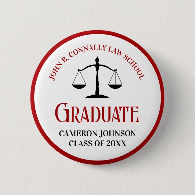 Red Black Law School Graduation Keepsake 6 Cm Round Badge (Front)