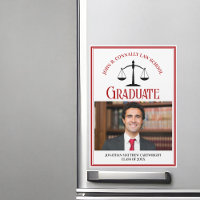 Red Black Law School Graduation Photo Magnet Card
