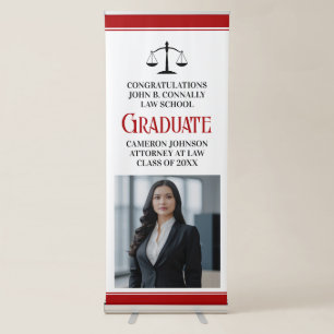Red Black Law School Photo Graduation Party Retractable Banner