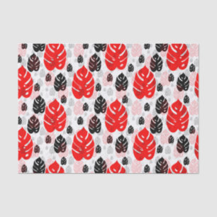 Red Black Leaf Abstract Shape Pattern Illustration Tissue Paper