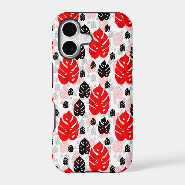 Red Black Leaf Illustration Pattern Design  (Back)