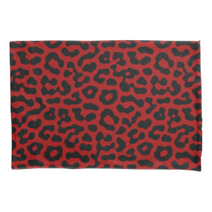 Red Black Leopard Spots Print Pattern Pillowcase