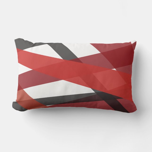 RED BLACK LINES DESIGN Retro Throw Pillow (Front)