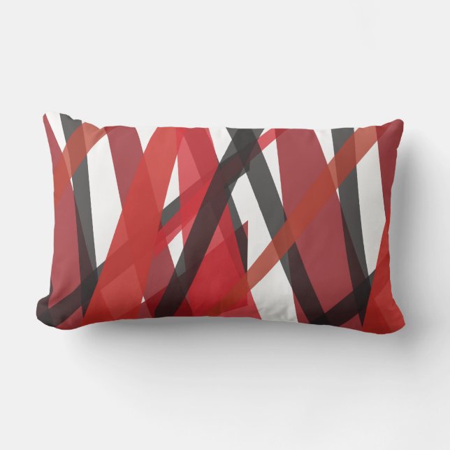 RED BLACK LINES DESIGN Retro Throw Pillow (Front)