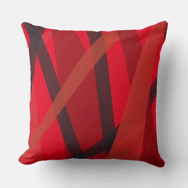 RED BLACK LINES DESIGN Retro Throw Pillow (Front)