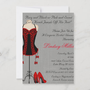 Red & Black Lingerie Bridal Shower Invite
