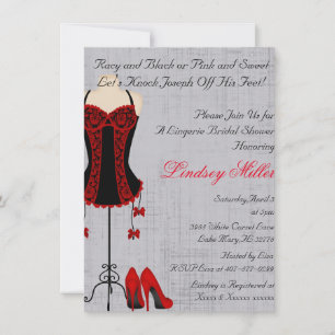 Red & Black Lingerie Bridal Shower Invite