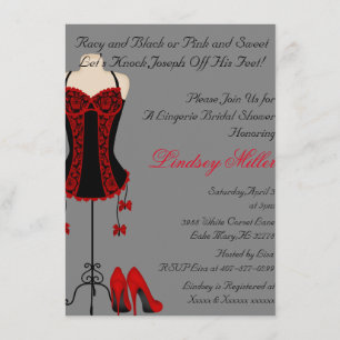 Red & Black Lingerie Bridal Shower Invite