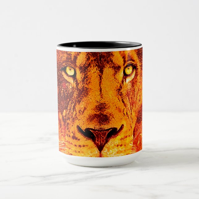 Red Black Lion on Fire Mug (Center)