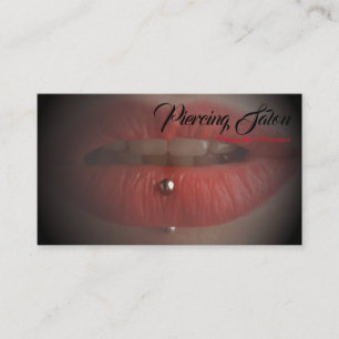 Red Black Lips Piercing photo Business Card