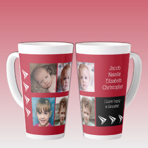 Red black love being a Grandad with photos Latte Mug