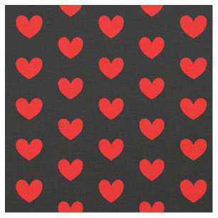 Red Black Love Heart Patterned Fabric