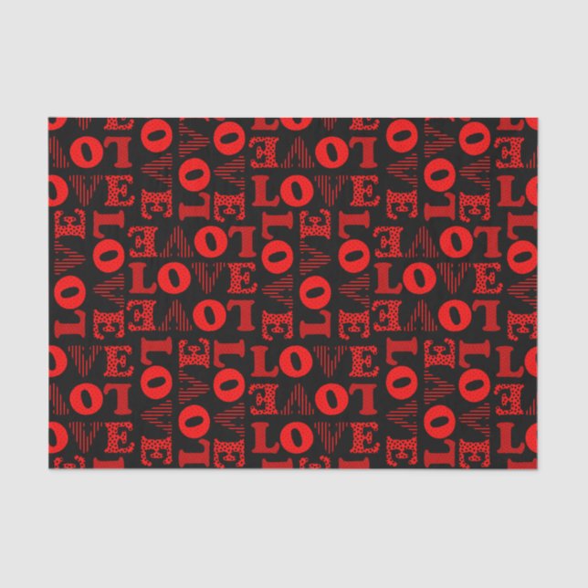 Red & Black LOVE Tissue Paper (Front)