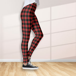 Red Black Lumberjack Buffalo Plaid Leggings