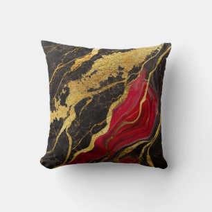 Red Black Marble Pattern with Gold Cushion