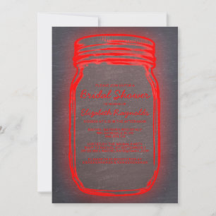 Red & Black Mason Jar Bridal Shower Invitations