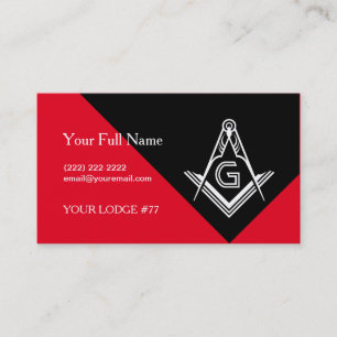 Red & Black Masonic Business Cards   Freemason