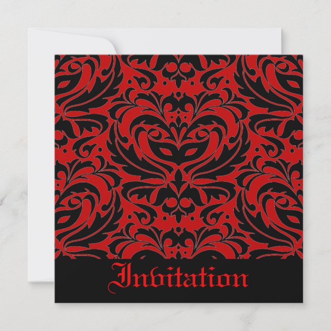 Red Black Masquerade Halloween Party Invitation (Front)