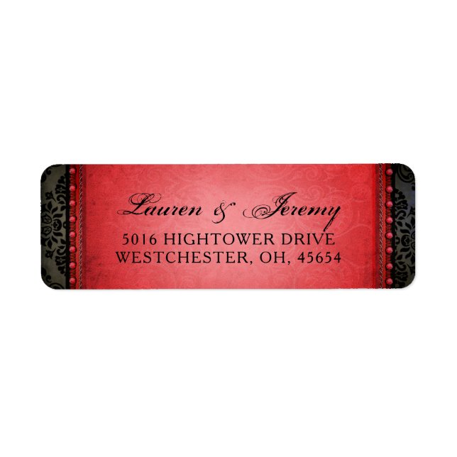 Red & Black Matching Halloween Wedding Address (Front)