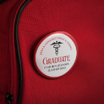 Red Black Medical School Graduation Keepsake 6 Cm Round Badge<br><div class="desc">This modern red and black custom medical school graduation button features modern typography for a class of 2024 graduate. Customise with your graduating year under the caduceus symbol for a great personalised nurse or doctor keepsake gift or name tag for a physician conference.</div>