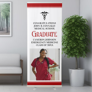 Red Black Medical School Graduation Photo Retractable Banner
