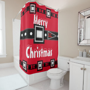 Red Black Merry Christmas  Shower Curtain