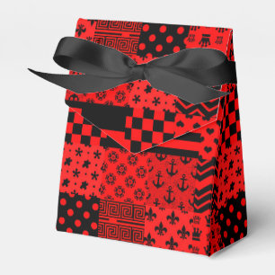 Red Black Mixed Patterns Patchwork Design Favour Box