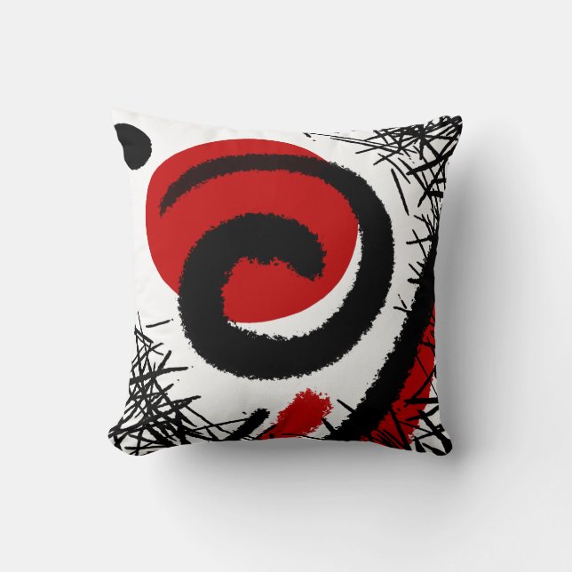 Red & Black Modern Abstract Cushion (Front)