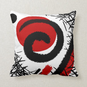Red & Black Modern Abstract Cushion