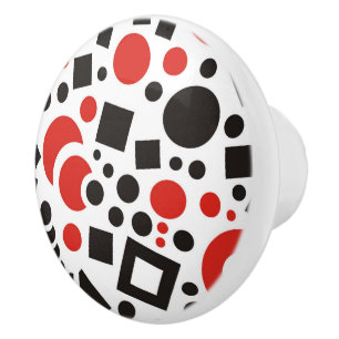 Red & Black Modern Art Deco Ceramic Knob