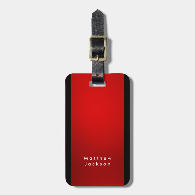 Red Black Modern Plain Professional Luggage Tag (Front Vertical)