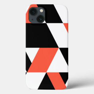Red-black, modern, trendy, urban geometric design iPhone 13 case
