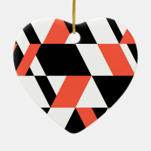Red-black, modern, trendy, urban geometric design ceramic tree decoration