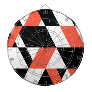 Red-black, modern, trendy, urban geometric design dartboard