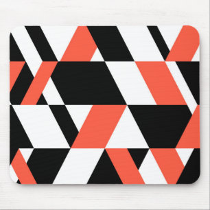 Red-black, modern, trendy, urban geometric design mouse mat